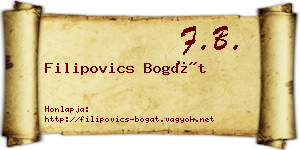 Filipovics Bogát névjegykártya